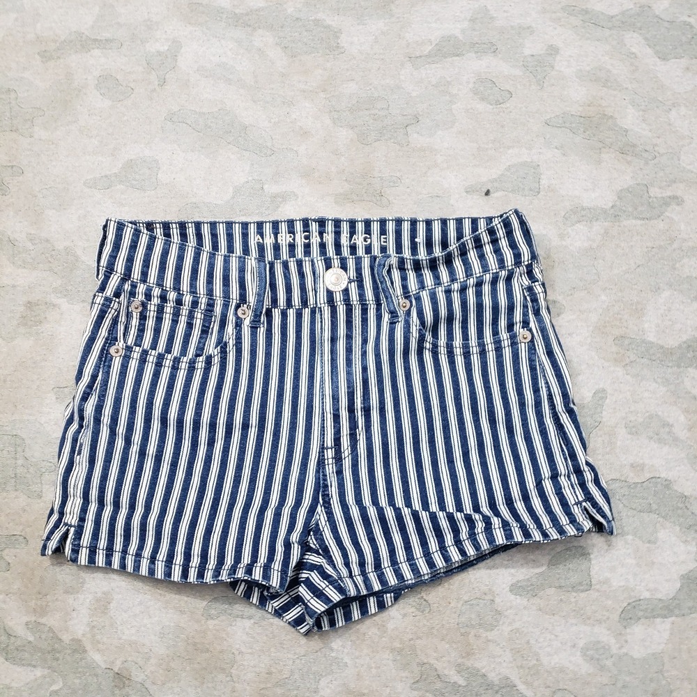 American Eagle Shorts‎ Womens 4 Blue Pockets Striped Next Level Stretch